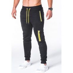 SPODNIE MĘSKIE DRESOWE P658 - CZARNE. Czarne spodnie męskie Ombre Clothing, s, bez wzorów, z bawełny. Za 48,00 zł.