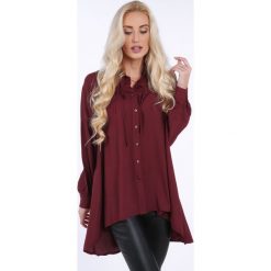 Bordowa koszula na co dzień oversize 0221. Czerwone koszule damskie Fasardi, na co dzień, s, bez wzorów, bez kołnierzyka, bez rękawów. Za 149,00 zł.