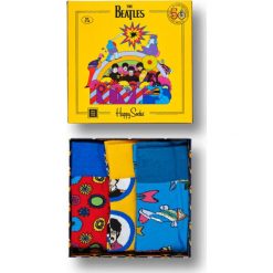 Skarpety Happy Socks x The Beatles Giftbox 3-pack 50th Anniversary (SMI01-6000). Żółte skarpetki damskie marki Happy Socks, z bawełny. Za 119,99 zł.