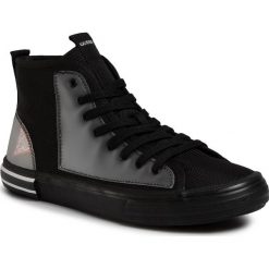 Tenisówki GUESS - Nettuno Hi FM6NTH FAB12 BLACK. Czarne półbuty męskie Guess, z aplikacjami, z gumy, bez zapięcia. W wyprzedaży za 419,00 zł.