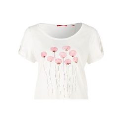 S.Oliver T-Shirt Damski 38 Kremowy. Białe t-shirty damskie marki S.Oliver, s, z nadrukiem, z materiału. W wyprzedaży za 81,00 zł.