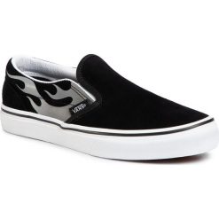Tenisówki VANS - Classic Slip-On VN0A4UH8WKJ1 (Suede Flame) Blk/Tr Wht. Czarne półbuty damskie Vans, bez wzorów, ze skóry, bez obcasa, na płaskiej podeszwie, bez zapięcia. Za 239,00 zł.