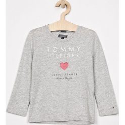 Tommy Hilfiger - Bluzka dziecięca 98-176 cm. Szare bluzki dziewczęce TOMMY HILFIGER, z nadrukiem, z bawełny, z okrągłym kołnierzem, bez rękawów, bez kaptura. W wyprzedaży za 99,90 zł.