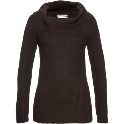 Sweter z szerokim golfem bonprix ciemnobrązowy. Pomarańczowe swetry damskie bonprix, bez wzorów, bez rękawów, bez kaptura. Za 89,99 zł.