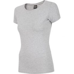 T-shirt damski TSD300 - chłodny jasny szary melanż. Szare t-shirty damskie marki 4f, bez wzorów, bez kołnierzyka. Za 29,99 zł.