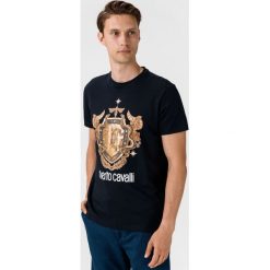 Roberto Cavalli Koszulka Niebieski. Niebieskie podkoszulki męskie Roberto Cavalli, xl, z nadrukiem, z bawełny, z krótkim rękawem. Za 676,95 zł.