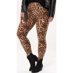 Beżowe Legginsy Extrospection. Brązowe legginsy damskie Born2be, xl, z aplikacjami, z dzianiny. Za 14,99 zł.