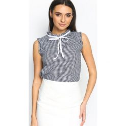 Bluzki damskie: Granatowa Bluzka Furbelow Sleeve