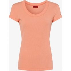 HUGO - T-shirt damski – Difini, pomarańczowy. Pomarańczowe t-shirty damskie HUGO, l, z haftami, prążkowane, bez kołnierzyka. Za 319,95 zł.