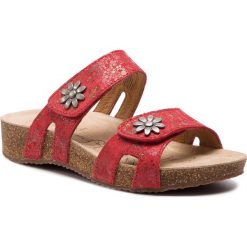 Klapki JOSEF SEIBEL - Tonga 04 78501 761 402 Rot/Multi. Czerwone klapki damskie Josef Seibel, z aplikacjami, ze skóry, bez obcasa. W wyprzedaży za 209,00 zł.