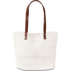 Torba słomiana shopper bonprix biały. Białe torby damskie na zakupy bonprix, w paski, bez dodatków. Za 74,99 zł.