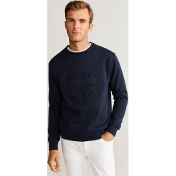 Mango Man - Bluza Kito. Niebieskie bluzy męskie Mango Man, s, z aplikacjami, z bawełny, z okrągłym kołnierzem, bez rękawów, bez kaptura. Za 139,90 zł.