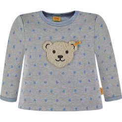 Bluza w kolorze szarym. Szare bluzy chłopięce rozpinane marki Steiff, z aplikacjami. W wyprzedaży za 65,95 zł.