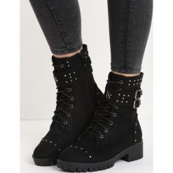 Buty zimowe damskie: Czarne Zamszowe Botki Good Vibrations