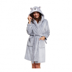 Szlafrok Honey 37508-09X. Szare szlafroki damskie Henderson Ladies, bez wzorów, bez rękawów, bez kaptura. Za 178,90 zł.