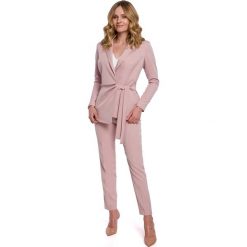 Elegancki Żakiet Wiązany na Boku - Różowy. Różowe marynarki damskie Moe, s, bez wzorów, z elastanu. Za 169,90 zł.