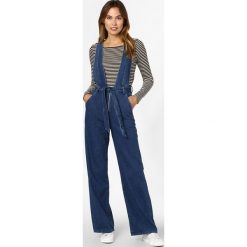 Pepe Jeans - Kombinezon damski – Larsa, niebieski. Niebieskie kombinezony damskie Pepe Jeans, w paski, z jeansu, bez kołnierzyka, bez rękawów. Za 449,95 zł.