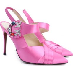 Pinko Szpilki "Preziosa". Czółenka damskie Pinko, z aplikacjami, z materiału, na wysokim obcasie, na szpilce, bez zapięcia. Za 379,00 zł.