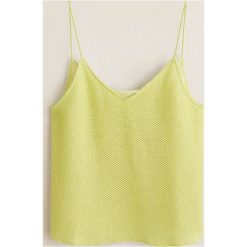 Mango - Top Lime. Żółte bluzki damskie Mango, s, bez wzorów, z bawełny, bez kołnierzyka. Za 79,90 zł.