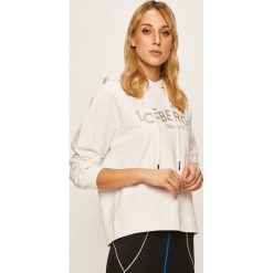 Iceberg - Bluza. Czarne bluzy damskie Iceberg, z nadrukiem, z bawełny, bez rękawów, z kapturem. Za 799,90 zł.