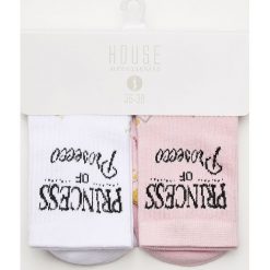 2 pack skarpetek z nadrukiem - Wielobarwn. Szare skarpetki damskie marki House, z nadrukiem. Za 25,99 zł.