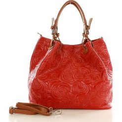 Kuferki damskie: Skórzana torebka shopper MAZZINI FLORENCE czerwona