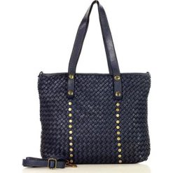MARCO MAZZINI Torebka shopper bag skórzana old pelle lavata granatowa. Torby damskie na zakupy MAZZINI, w paski, ze skóry, biznesowe, bez dodatków. Za 499,00 zł.