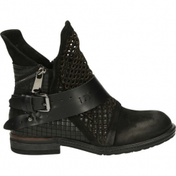 Botki - 03948286010BL. Czarne botki damskie na zamek Venezia, ze skóry. Za 319,00 zł.