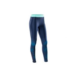 Legginsy fitness kardio 500 damskie. Niebieskie legginsy damskie do fitnessu marki DOMYOS, xs, z elastanu. W wyprzedaży za 49,99 zł.