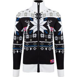 Golfy męskie: Sweter rozpinany w kolorze czarno-białym