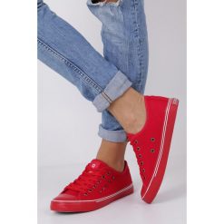 Czerwone trampki sznurowane z nitami big star dd274614. Czerwone trampki i tenisówki damskie BIG STAR, bez wzorów, z materiału, na sznurówki. Za 139,99 zł.
