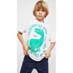 Mango Kids - T-shirt dziecięcy Dino 104-164 cm. Szare t-shirty chłopięce marki Mango Kids, z nadrukiem, z bawełny, z okrągłym kołnierzem. W wyprzedaży za 19,90 zł.