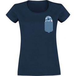 Lilo & Stitch New Pocket Stitch Koszulka damska granatowy. Niebieskie koszulki damskie marki Lilo & Stitch, l, z nadrukiem, z okrągłym kołnierzem. Za 74,90 zł.