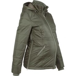 Kurtka pikowana ciążowa bonprix ciemnooliwkowy. Zielone kurtki damskie bonprix, bez wzorów, z polaru, moda ciążowa. Za 99,99 zł.