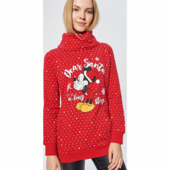 Świąteczna bluza MICKEY MOUSE - Czerwony. Czerwone bluzy rozpinane damskie Cropp, l, z motywem z bajki. Za 99,99 zł.