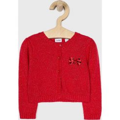 Blukids - Kardigan dziecięcy 68-98 cm. Czerwone swetry dziewczęce Blukids, bez wzorów, z bawełny, bez kołnierzyka, z krótkim rękawem, krótkie, bez kaptura. W wyprzedaży za 39,90 zł.