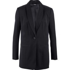Szeroki długi żakiet, długi rękaw bonprix czarny. Czarne żakiety damskie bonprix, bez wzorów. Za 129,99 zł.