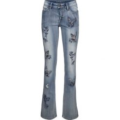 Dżinsy BOOTCUT bonprix niebieski "bleached”. Niebieskie jeansy damskie bonprix, z jeansu. Za 129,99 zł.