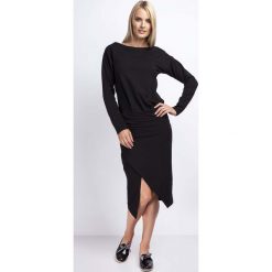 Czarna Casualowa Midi Sukienka z Kopertowym Dołem. Czarne sukienki balowe marki Molly.pl, l, z kopertowym dekoltem, z długim rękawem, midi, kopertowe. W wyprzedaży za 106,86 zł.