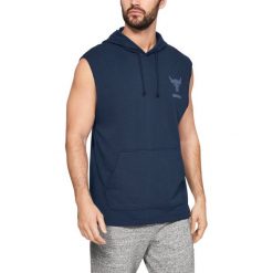 Under Armour Project Rock Terry Bluza Niebieski. Niebieskie bluzy męskie Under Armour, s, z nadrukiem, z bawełny, rockowe, bez kołnierzyka, bez rękawów, bez kaptura. Za 257,95 zł.