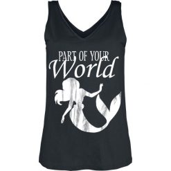 Ariel - Mała Syrenka Part Of Your World Top damski czarny. Czarne bluzki damskie Ariel - Mała Syrenka, l, z nadrukiem, bez kołnierzyka. Za 42,90 zł.