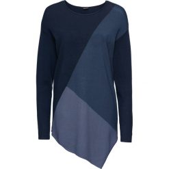 Sweter w kontrastowym połączeniu kolorów bonprix niebieski wzorzysty. Zielone swetry klasyczne damskie marki bonprix, w kropki, z kopertowym dekoltem, kopertowe. Za 49,99 zł.