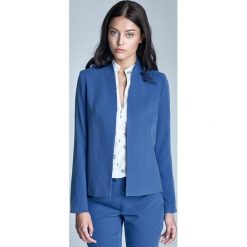 Elegancki Niebieski Żakiet bez Zapięcia. Niebieskie marynarki damskie NIFE, xl, z elastanu. Za 145,90 zł.