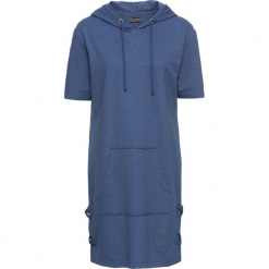 Sukienka shirtowa ze sznurowaniem: must have bonprix jasny indygo melanż. Niebieskie sukienki damskie bonprix, bez wzorów, z kapturem, bez rękawów. Za 79,99 zł.