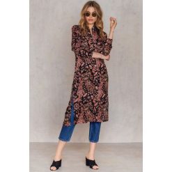 Koszule damskie: NA-KD Boho Długa koszula z rozcięciami po bokach – Multicolor