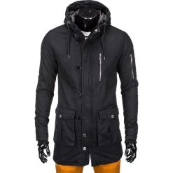 KURTKA MĘSKA ZIMOWA PARKA C301 - CZARNA. Czarne kurtki męskie marki Ombre Clothing, na zimę, m, z bawełny. Za 99,00 zł.