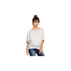 Bluzy Be B048 Oversizowa bluza z dołem na zakładkę. Szare bluzy damskie BE, s, bez wzorów, bez rękawów, bez kaptura. Za 99,00 zł.