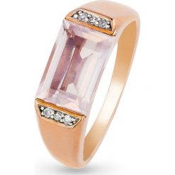 Zjawiskowy Pierścionek Złoty - złoto 333, Diament 0,03ct,kwarc różowy. Różowe pierścionki damskie W.KRUK, z kwarcem, złote. Za 1290,00 zł.