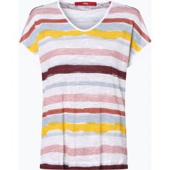 S.Oliver Casual - T-shirt damski z dodatkiem lnu, biały. Białe t-shirty damskie s.Oliver Casual, s, bez wzorów, casualowe, bez kołnierzyka. Za 79,95 zł.