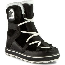Śniegowce SOREL - Glacy Explorer Shortie NL2079 Black 010. Czarne kozaki damskie Sorel, na zimę, ze skóry, bez zapięcia. Za 639,00 zł.